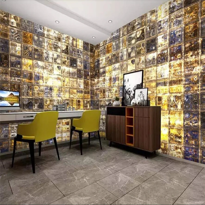 Beibehang пользовательские обои желтое золото современная металлическая решетка