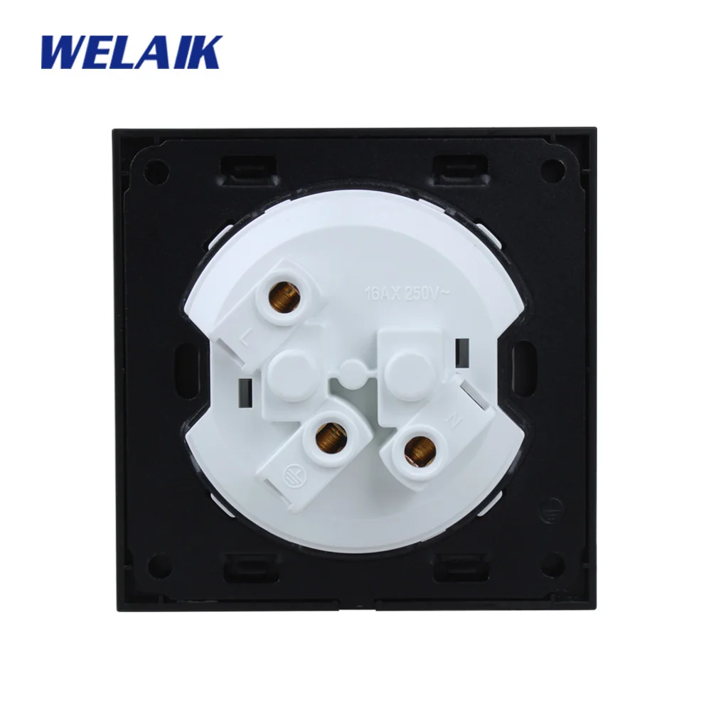 WELAIK закалка-стеклянная панель-Франция Wall-Power-Socket-16A Великобритания-стандарт B18FW