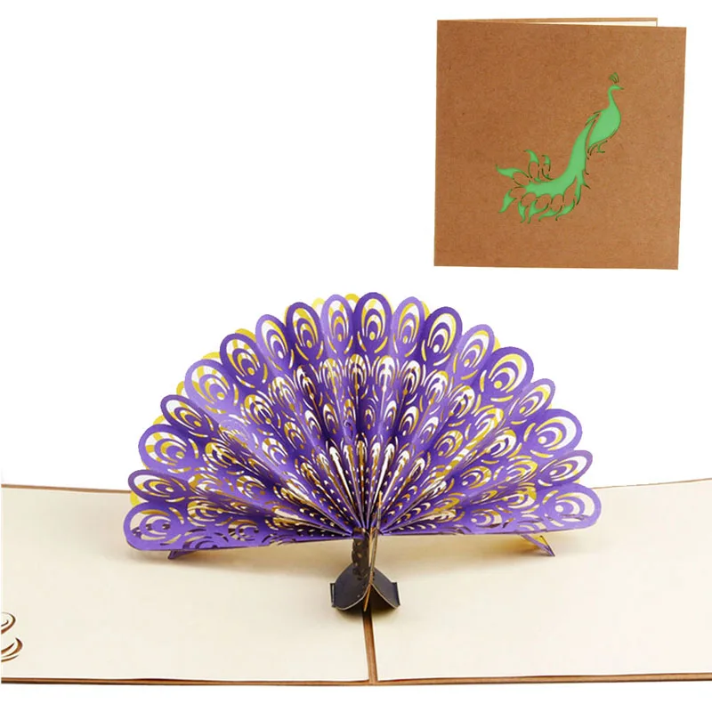 S home красивый дизайн 3D выдвижная поздравительная открытка ручной работы Павлин