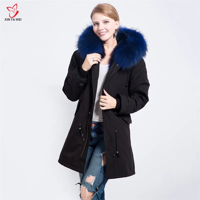 Парка женская со съемной подкладкой с натуральным мехом енота | Женская одежда