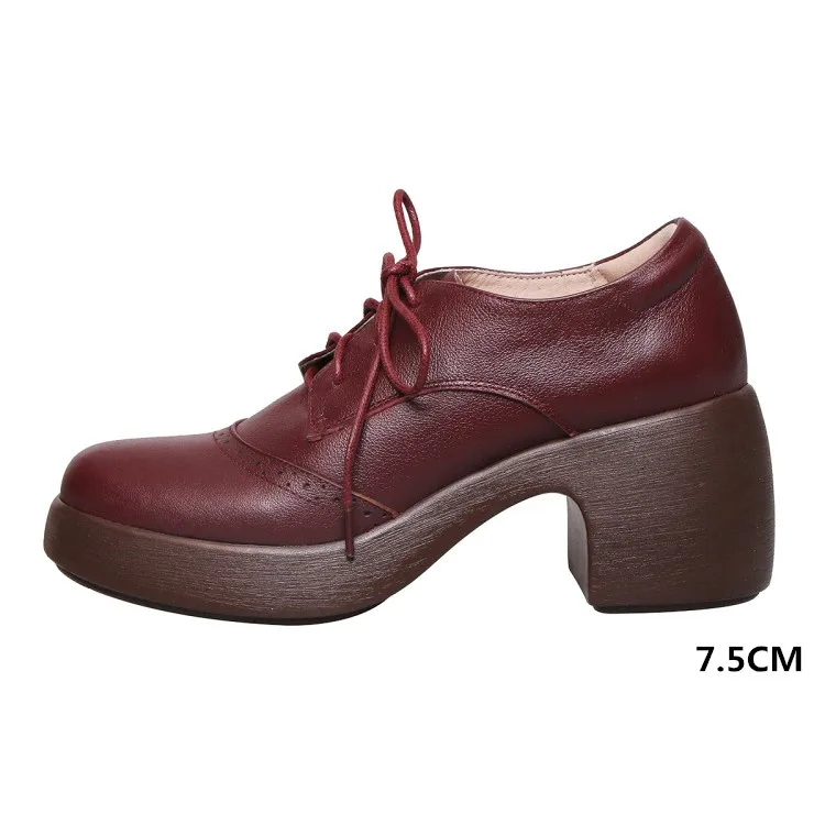 Туфли-броги PXELENA в винтажном стиле толстые туфли на квадратном каблуке