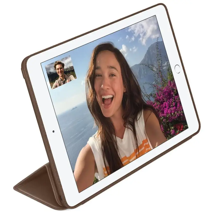 Умный чехол U для iPad Air 2 тонкий темно-коричневый из натуральной кожи хит продаж N0224