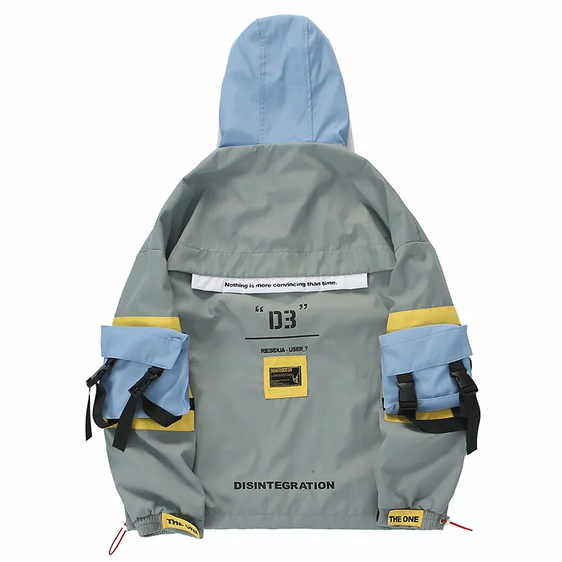 Aolamegs Jackets Men Multi-Pocket Block Jacket Tracksuit High Street Coats Hip Hop Fashion Hip Hop Male Streetwear Windproof