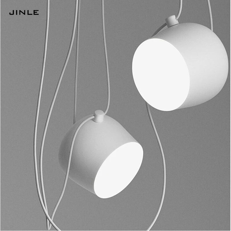 Modern simple LED creative pendant lamp restaurant cafes lights stores lamps balck white aluminium snare drum | Освещение