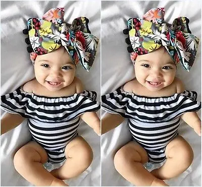 2017 полосатый бодикон для новорожденных костюм девочек наряды комбинезон малышей