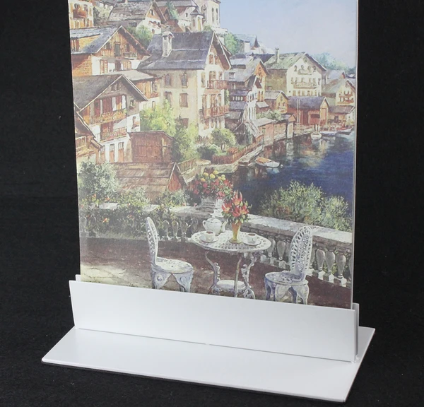 Металлический постер с белым порошковым покрытием рекламная стойка настольная