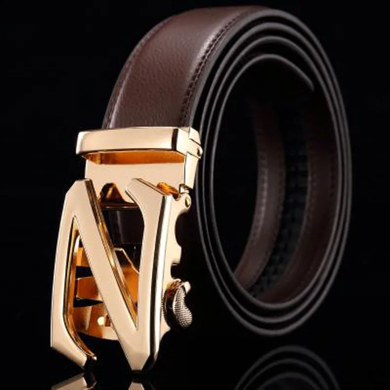 Мужской ремень в деловом стиле черный коричневый кожаный мужской Автоматическая