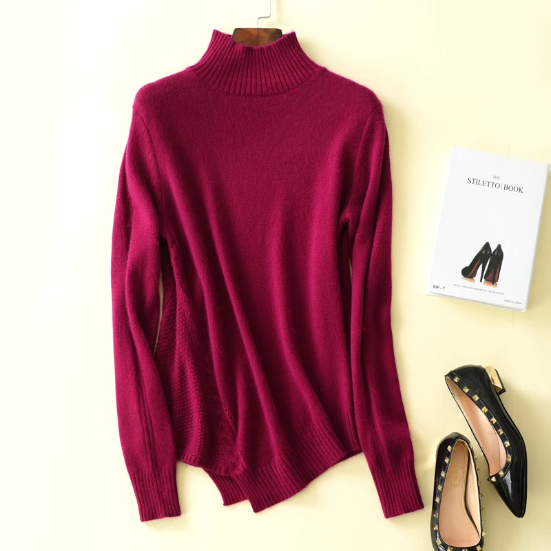 Женский кашемировый свитер JECH теплый мягкий Повседневный пуловер с высоким