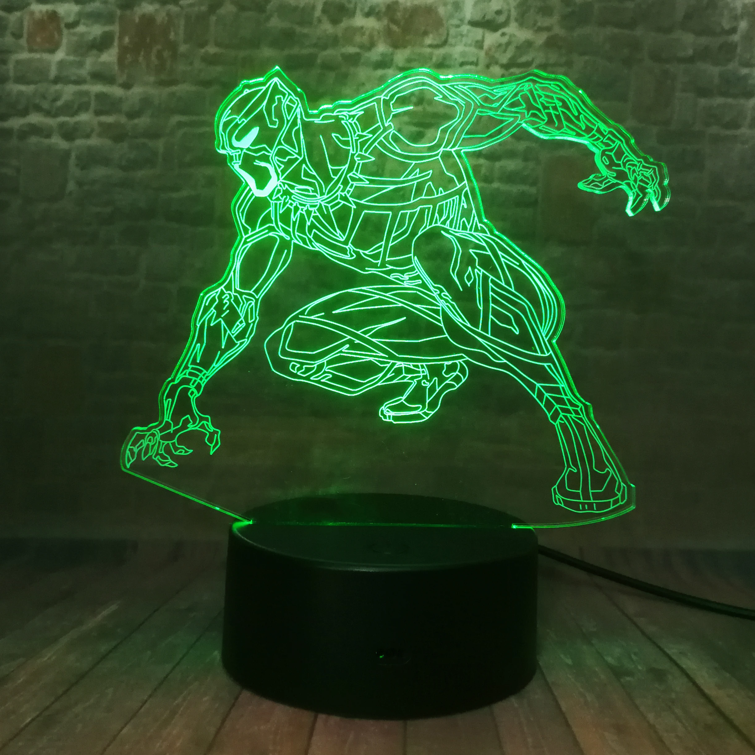 Фигурки черной Пантеры Мстителей 3D иллюзия ночник LED 7 цветов настольная лампа