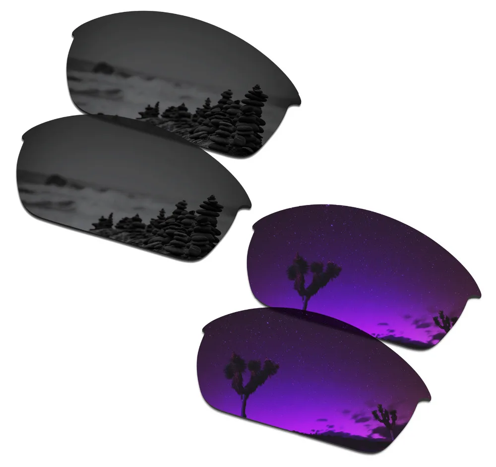 

SmartVLT 2 Pairs Polarized Sunglasses Replacement Lenses for Oakley Flak Jacket Stealth Black and Plasma Purple