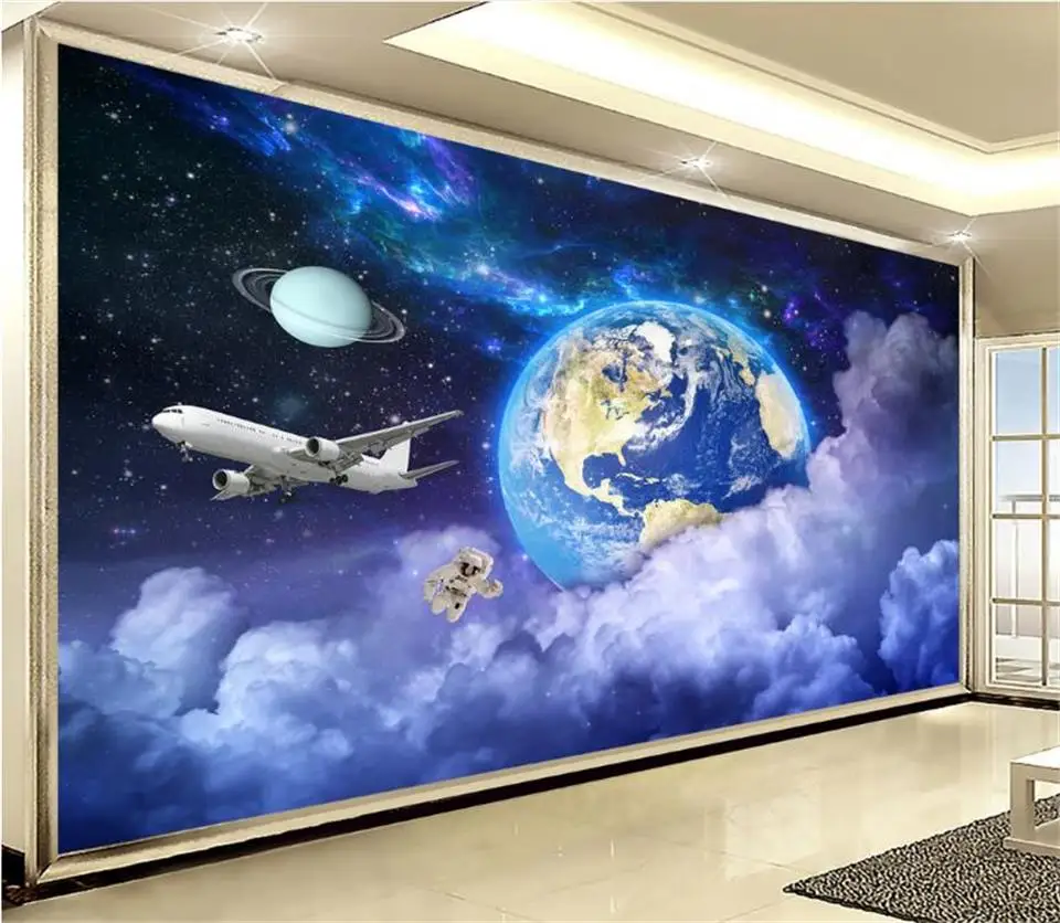 

3d обои на заказ, фотообои для гостиной, фреска, Вселенная, галактика, астронавт, живопись, диван, фоновые обои для стены 3d