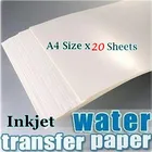 (20 шт.лот) струйная бумага для водных слайдов, переводная бумага размера A4, прозрачная цветная бумага для водных слайдов, переводная бумага для стекла
