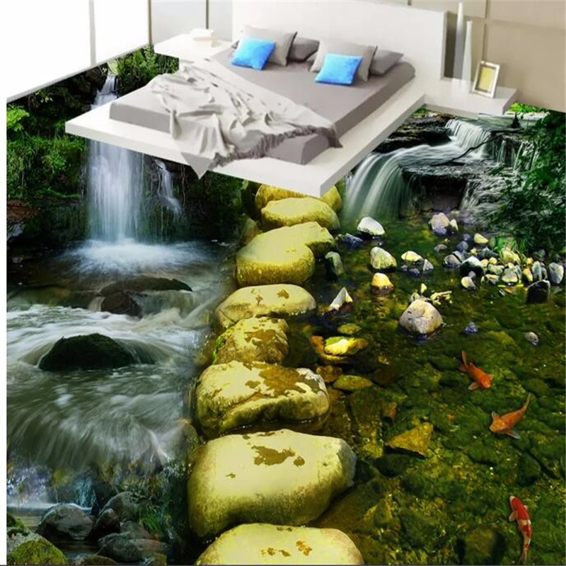 

Beibehang custom 3d flooring self-adhesive creek stone road glasses-free 3 d fish piece of PVC waterproof floor wear-resisting