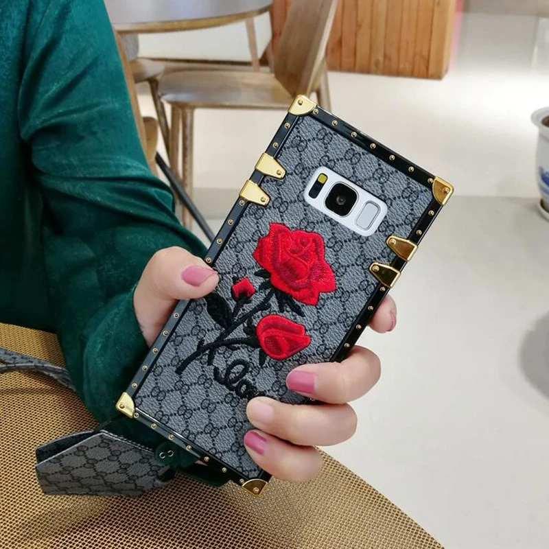 Роскошный вышитый 3D чехол для телефона с розами для samsung Galaxy S9 S8 Plus Note 9 с металлическими заклепками - Цвет: Gray
