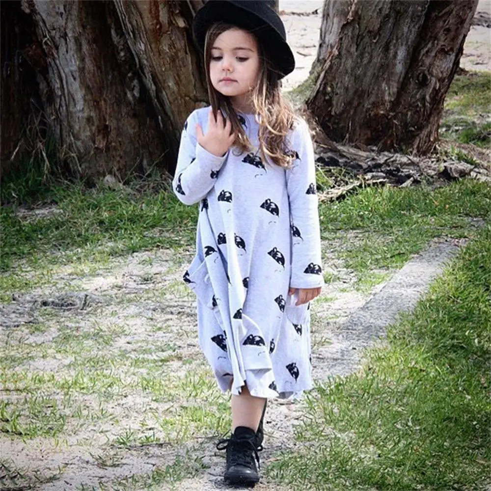 New Girls Dresses Cartoon Mouse Printed Clothes Spring Autumn Long Sleeved Style Children Princess Kids | Детская одежда и обувь