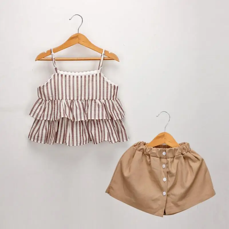 2019 летний комплект одежды из хлопка и льна для маленьких девочек детская рубашка