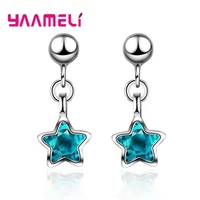new arrival dangler earring 925 sterling silver accessories party anniversary blue star pendant eardrop for women