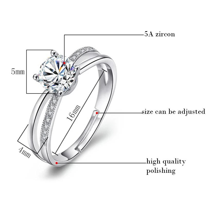 Utimtree новый дизайн обручальные кольца с фианитами для женщин Серебряное
