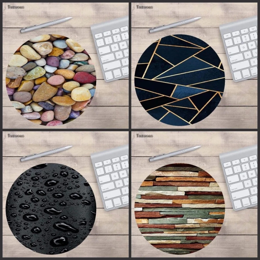 Yuzuoan камень стекло вода дерево падение игровой коврик для мыши резиновый круглый