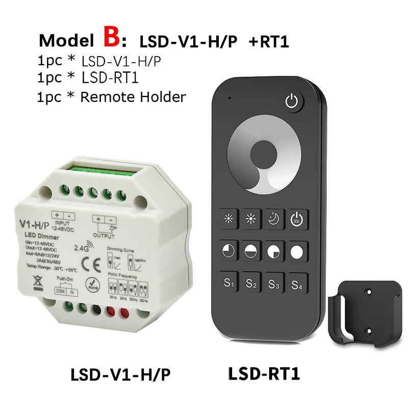 Model B Светодиодный диммер 12V 24V 48V 6A/3A PWM Беспроводной с регулируемой частотой 2,4G RF светодиодный диммер переключатель ВКЛ/ВЫКЛ для одного Цвет Светодиодные ленты светильник - Цвет: Model B