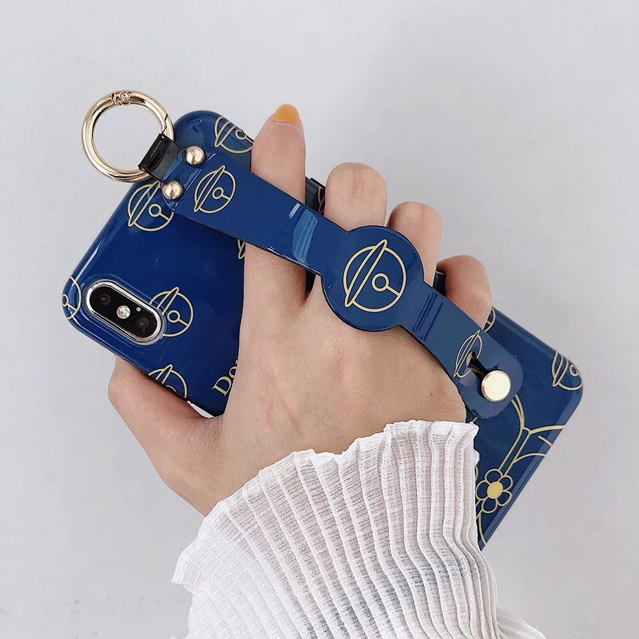 Мультфильм Doraemon Телефон чехол для iPhone 7 8 6 S 6 Plus X XR XS Max Роскошный милый аниме ремешок подставка чехол для iPhone X