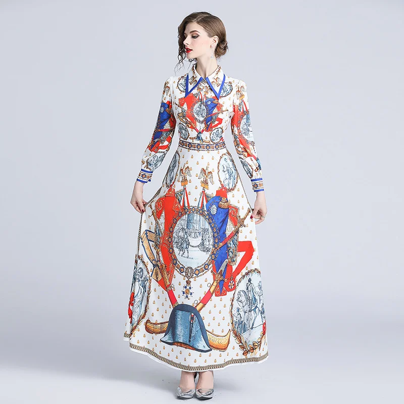 Женское модельное дизайнерское платье 2018 винтажное в стиле барокко с воином