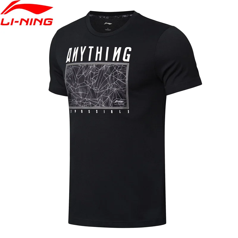 Li-Ning мужские модные дышащие футболки из 63% хлопка 37% полиэстера с подкладкой