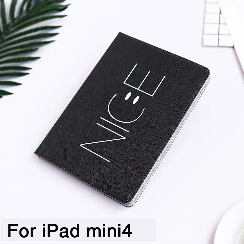 For ipad Mini 4 Умный чехол-подставка с функцией автоматического пробуждения/сна для планшетов ipad 2 3 4 Mini 1 2 3 из искусственной кожи с Откидывающейся Крышкой и смайликом для ipad air 1 2 - Цвет: For ipad Mini 4