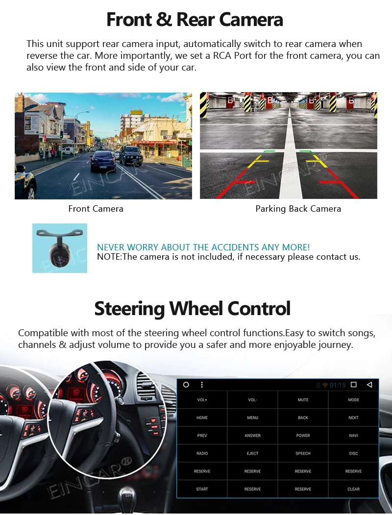 Android 7.1 Double Din with Octa Core Bluetooth Screen Mirroring &ampAndroid Auto - Supprot Audio & Video Out+Rear Camera Vehicle |