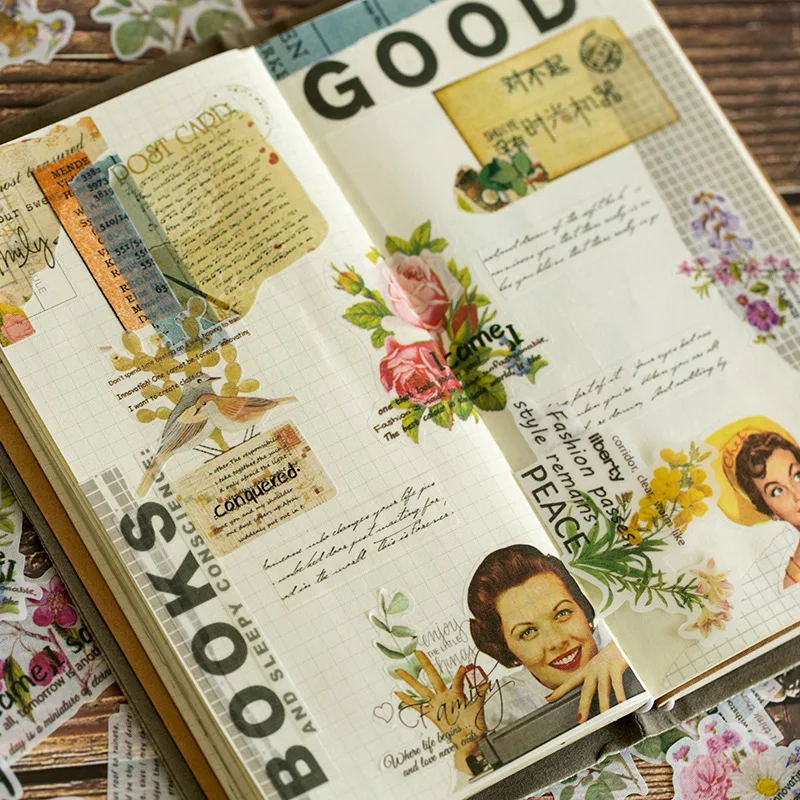 60 шт./упак. винтажные постеры цветы Diy стикеры s Декоративные Скрапбукинг дневник