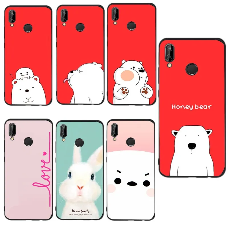 Чехол для huawei P smart с мультяшным принтом силиконовый милый кролик медведь