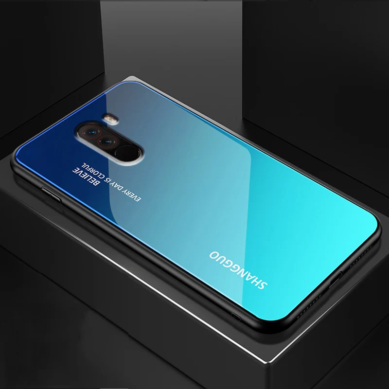 Стекло для xiaomi mi Pocophone F1 чехол PocophoneF1 телефонные чехлы градиент закаленная
