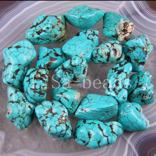 Бесплатная доставка Модные ювелирные изделия синий Howlite аморфные бусины Strand16