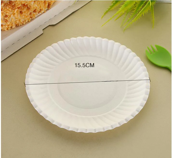 100 шт одноразовые тарелки, белые бумажные диски, Детские тарелки для дня рождения, Детские тарелки для вечеринки, для свадьбы, торта, одноцветные столовые принадлежности