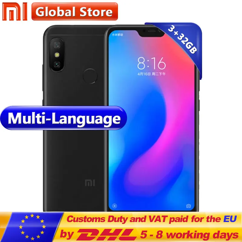 Xiaomi Redmi 6 Pro 3 ГБ ОЗУ 32 Гб ПЗУ мобильный телефон 5 84 &quot19:9 полный экран Двойная камера