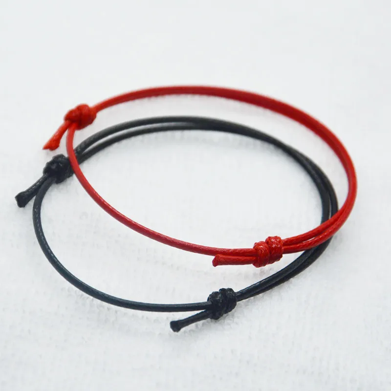 Новый простой браслет Lucky Red Black для мужчин и женщин восковая веревка влюбленных