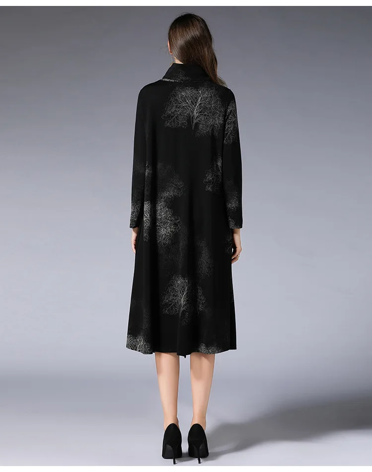 2018 осенне зимнее элегантное платье Модные женские водолазки с принтом свободные