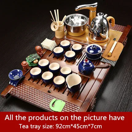 Chinese Style Retro Tea Set Tray Full Of Kung Fu Purple Sand Automatic Household Simple Four-in-one Solid Wood Table | Дом и сад