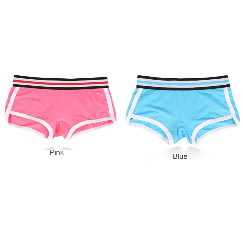 pink blue Lanmaocat, 2 шт., хлопковые боксеры, шорты для женщин и мальчиков, трусы, женские боксеры, нижнее белье, нейтральное женское нижнее белье - Цвет: pink blue