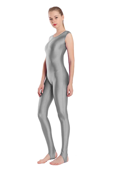 Серый AOYLISEY женский черный танк Unitard с StirrupLycra комбинезон из спандекса для женщин балетная танцевальная одежда боди костюм для тренировки - Цвет: Серый