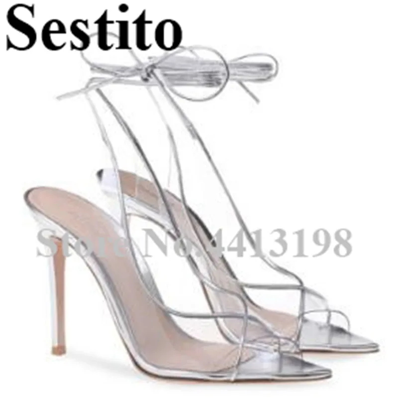 Европейская мода серебряный крест-накрест ПВХ сандалии для вечеринок сезон лето