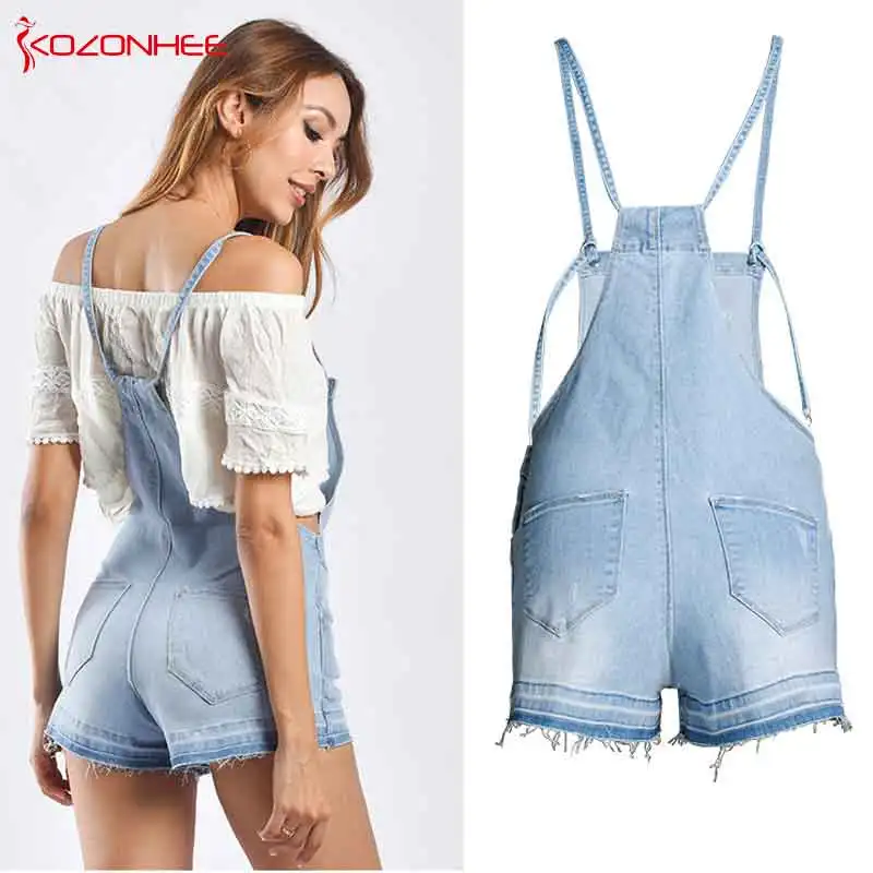 Летние женские джинсовые короткие комбинезоны больших размеров модные