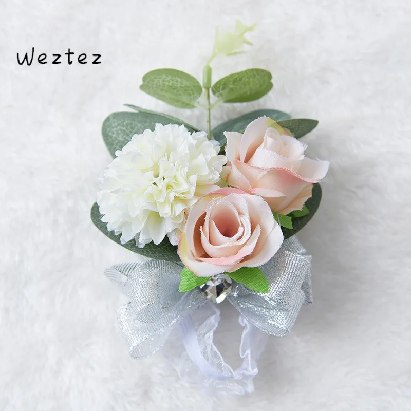 Свадебный корсажный браслет невесты из искусственного шелка Цветочная