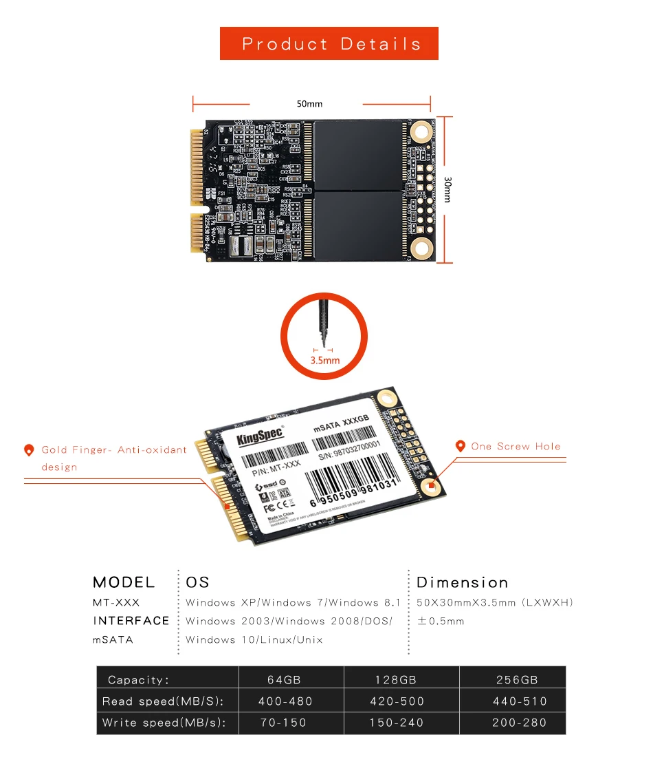 KingSpec 120 ГБ 240 ГБ 256 Гб SATA3 mSATA внутренний SSD жесткий диск твердотельный диск мини SATA для ноутбука ПК настольный