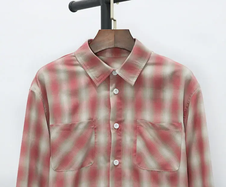 Kpop Корейская уличная одежда знаменитостей Новинка розовая клетчатая рубашка