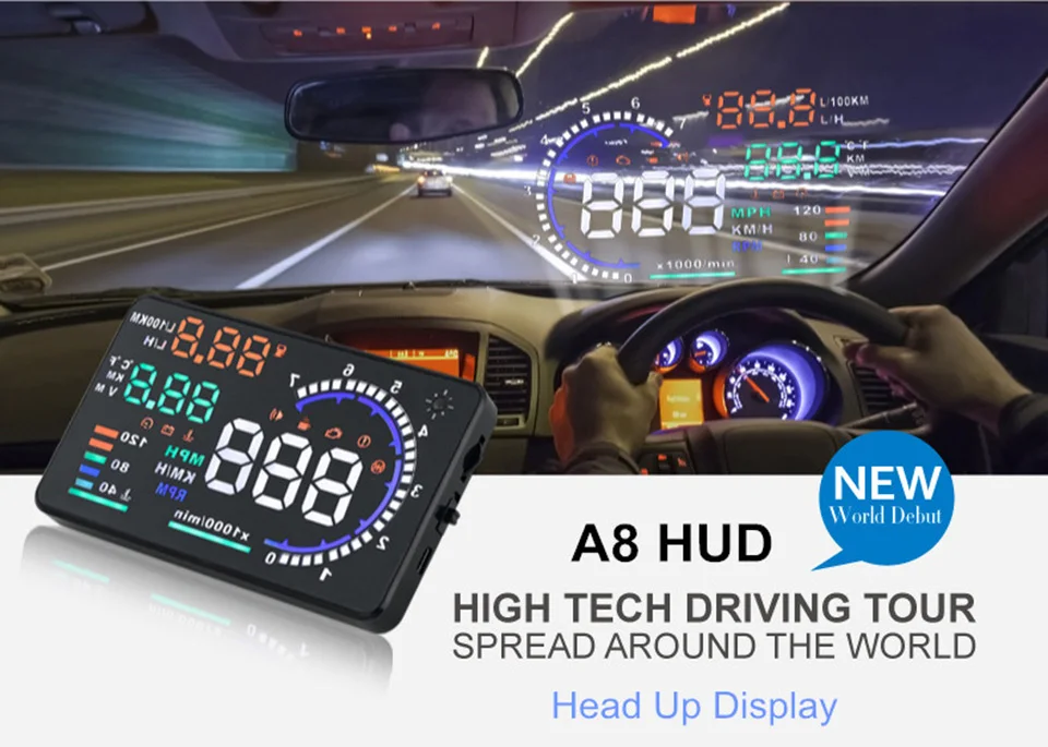 5," A8 проектор на лобовое стекло автомобилей HUD Head Up Дисплей и 4" D2000 OBD2 Дисплей светодиодный ветрового стекла OBD сканер более Скорость Предупреждение автомобильный проектор скорости