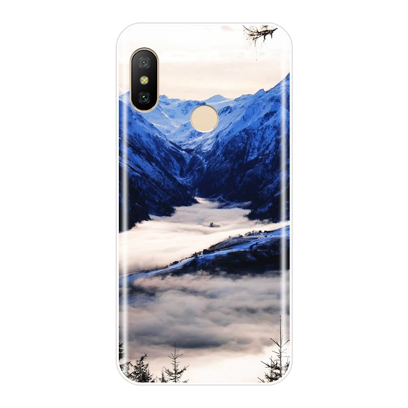 For Xiaomi Mi A1 A2 8 Lite SE Phone Case Silicone Mountain Travel Cloud Green Soft Back Cover 5 5C 5S 5X 6 6X Plus | Мобильные