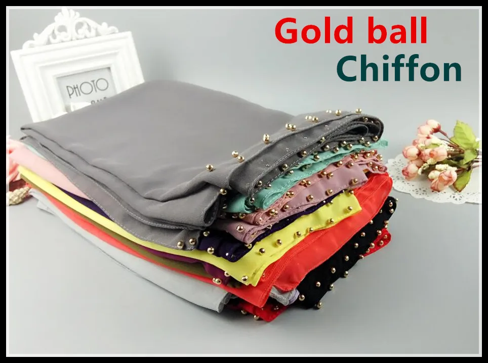 H5 10 шт. золотой жемчужный пузырьковый шифоновый хиджаб мусульманский шарф