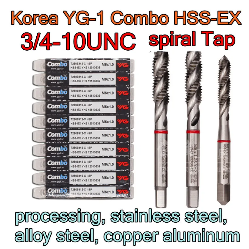 3/4 10UNC 1 шт Корея YG T2839 комбо HSS EX спиральная обработка крана нержавеющая сталь