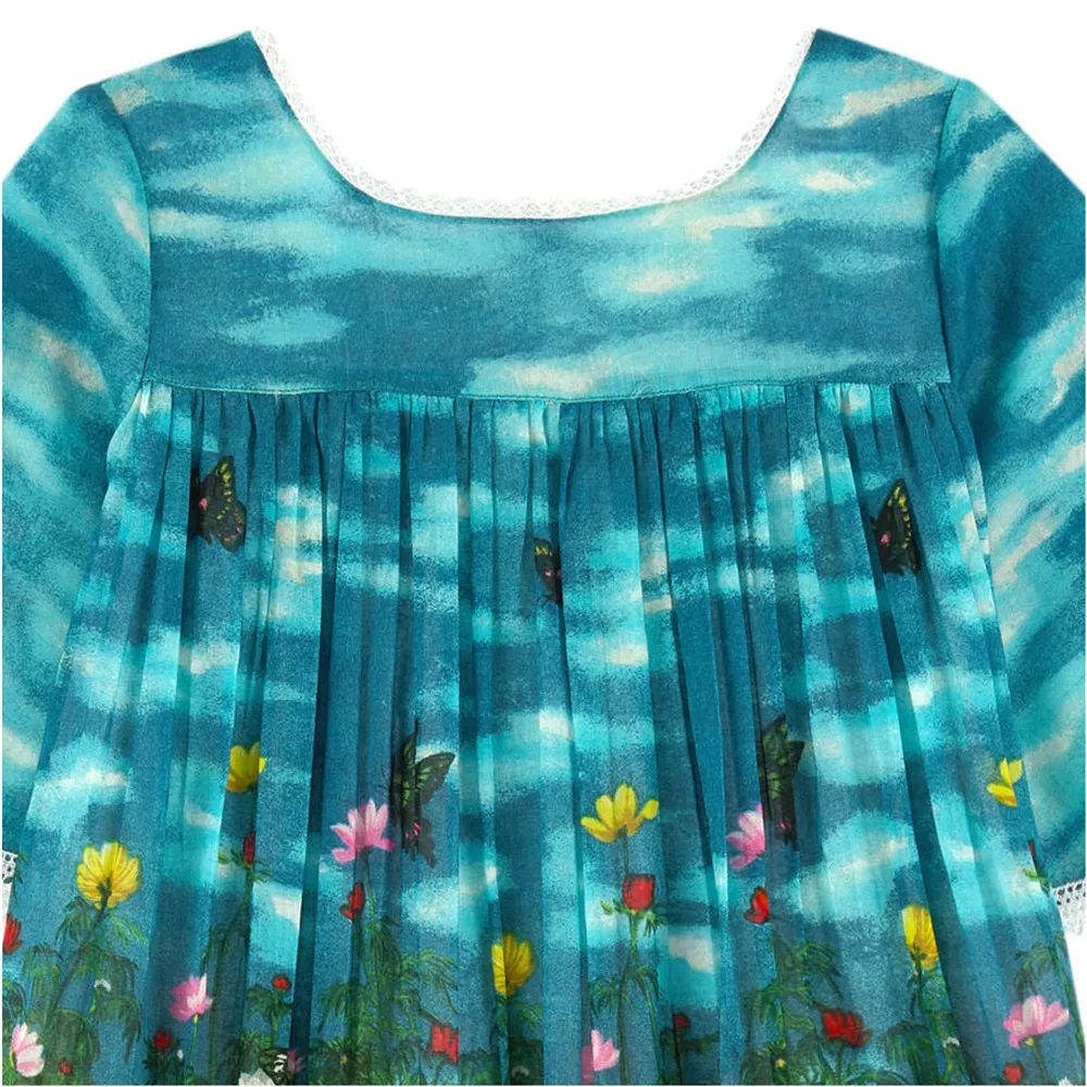 Летнее кружевное платье для девочек повседневные платья маленьких детская
